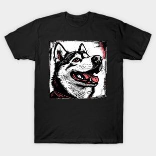 Retro Art Siberian Husky Dog Lover T-Shirt